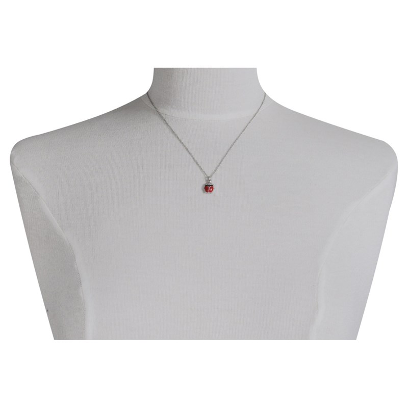 Pendentif Argent 925 Coccinelle Bombée Ligne Rouge et Noire - vue 4