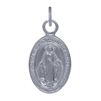 Pendentif Argent 925 Petite Médaille Ovale Vierge Miraculeuse