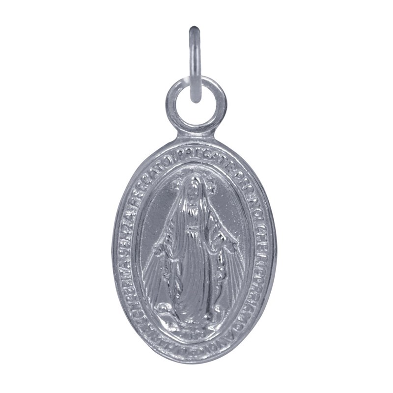 Pendentif Argent 925 Petite Médaille Ovale Vierge Miraculeuse