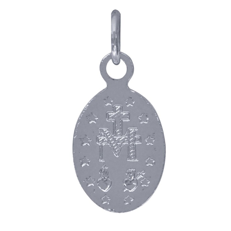 Pendentif Argent 925 Petite Médaille Ovale Vierge Miraculeuse - vue 2