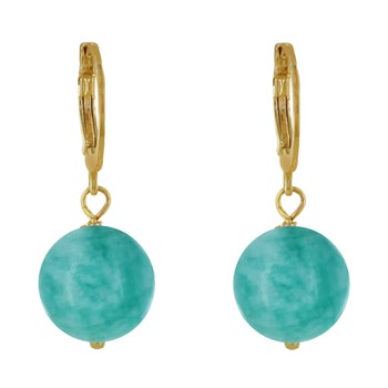 Boucles d'Oreilles Mini Créoles Plaqué Or et Perle d'Amazonite