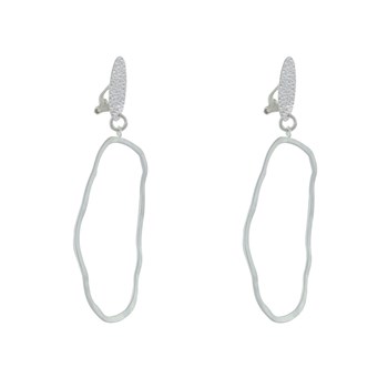 Boucles d'Oreilles Clip Laiton Mat Pastille Martelée et Anneau Vague