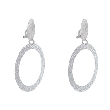 Boucles d'Oreilles Clip Laiton Mat Pastille Brossée et Anneau Martelé