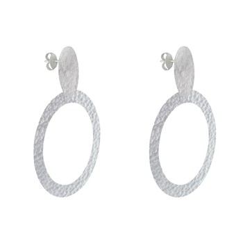 Boucles d'Oreilles Clous Laiton Mat Pastille Brossée et Anneau Martelé