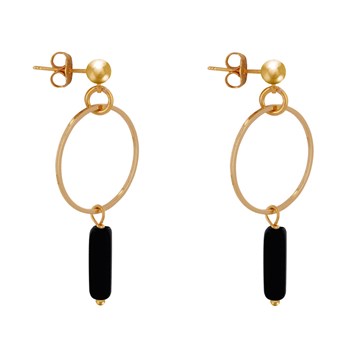 Gouden cirkel en rechthoekige pareloorbellen