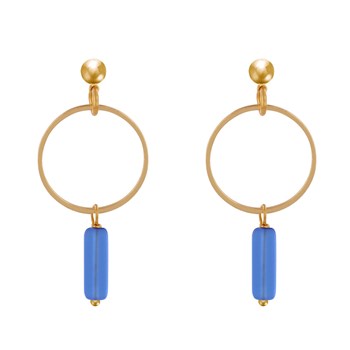 Gouden cirkel en rechthoekige pareloorbellen