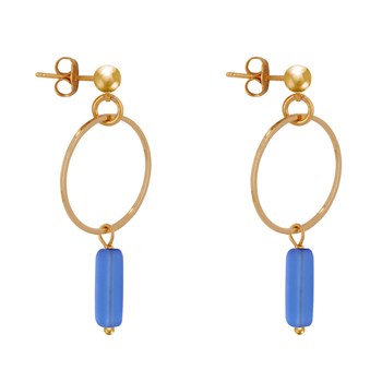 Gouden cirkel en rechthoekige pareloorbellen