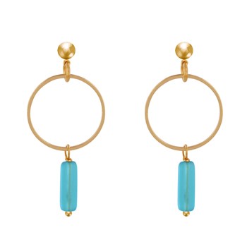 Gouden cirkel en rechthoekige pareloorbellen