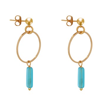 Gouden cirkel en rechthoekige pareloorbellen