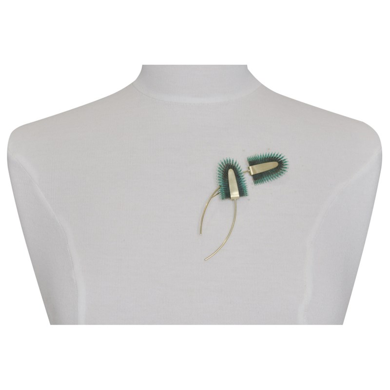 Broche Laiton Deux Tiges et Areca en Cuir - vue 2