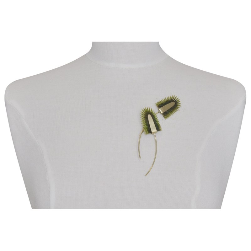 Broche Laiton Deux Tiges et Areca en Cuir - vue 2