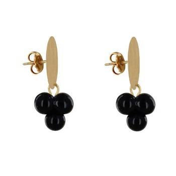 Boucles d'Oreilles Pastille en Laiton et Bouquet de Perles de Verre