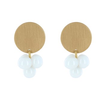 Boucles d'Oreilles Pastille en Laiton et Bouquet de Perles de Verre