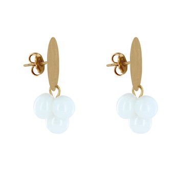 Boucles d'Oreilles Pastille en Laiton et Bouquet de Perles de Verre