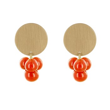 Boucles d'Oreilles Pastille en Laiton et Bouquet de Perles de Verre