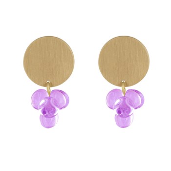 Boucles d'Oreilles Pastille en Laiton et Bouquet de Perles de Verre