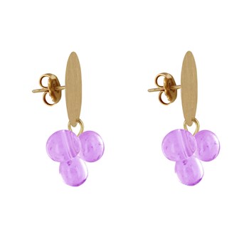 Boucles d'Oreilles Pastille en Laiton et Bouquet de Perles de Verre