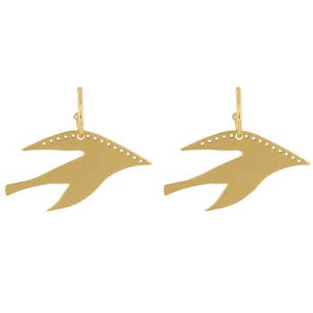 Boucles d'Oreilles Laiton Demi Créoles et Forme d'Oiseau