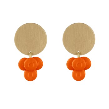 Boucles d'Oreilles Pastille en Laiton et Bouquet de Perles de Verre