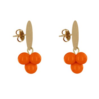 Boucles d'Oreilles Pastille en Laiton et Bouquet de Perles de Verre