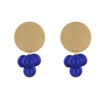 Boucles d'Oreilles Pastille en Laiton et Bouquet de Perles de Verre