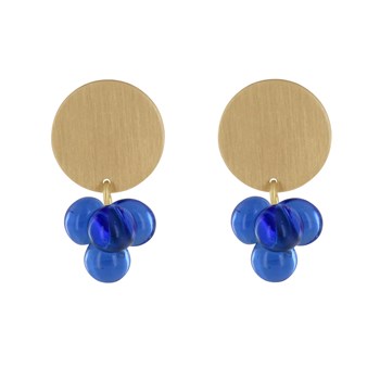 Boucles d'Oreilles Pastille en Laiton et Bouquet de Perles de Verre