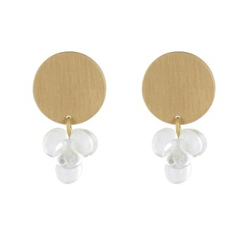 Boucles d'Oreilles Pastille en Laiton et Bouquet de Perles de Verre