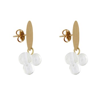 Boucles d'Oreilles Pastille en Laiton et Bouquet de Perles de Verre