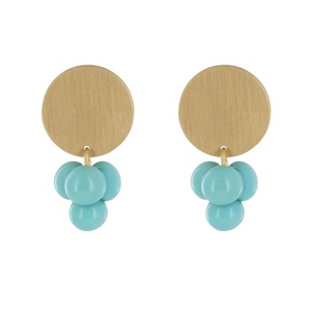 Boucles d'Oreilles Pastille en Laiton et Bouquet de Perles de Verre