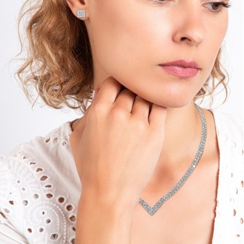 SC Crystal ketting en oorbellen set met fonkelende kristallen