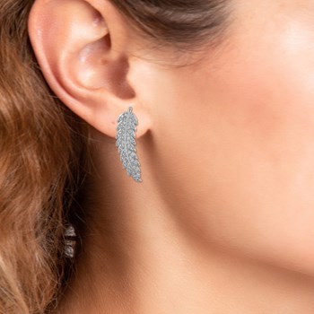 Boucles d'oreilles plumes SC Crystal ornées de Cristaux scintillants