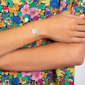 Bracelet lettre B en acier inoxydable SC Crystal orné d'un véritable diamant blanc