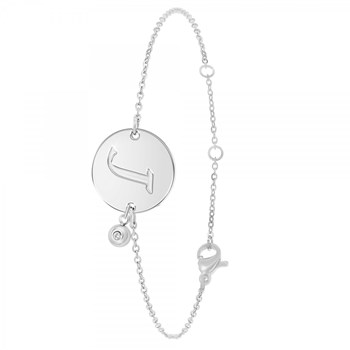 Bracelet lettre J en acier inoxydable SC Crystal orné d'un véritable diamant blanc