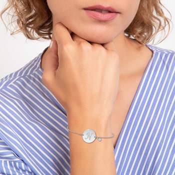 Bracelet lettre N en acier inoxydable SC Crystal orné d'un véritable diamant blanc