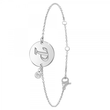 Bracelet lettre P en acier inoxydable SC Crystal orné d'un véritable diamant blanc