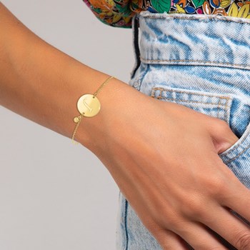 Bracelet lettre J en acier inoxydable par SC Bohème orné d'un véritable diamant blanc