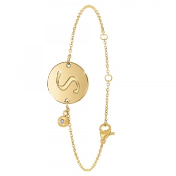 Bracelet lettre S en acier inoxydable par SC Bohème orné d'un véritable diamant blanc