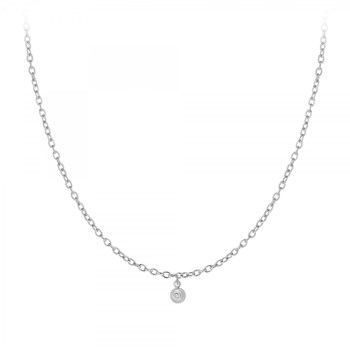Chaine maille forçat SC Crystal ornée d'un véritable diamant blanc