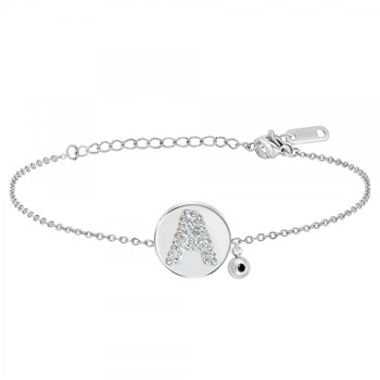 Letter A SC Kristallen alfabet armband bezet met een echte zwarte diamant