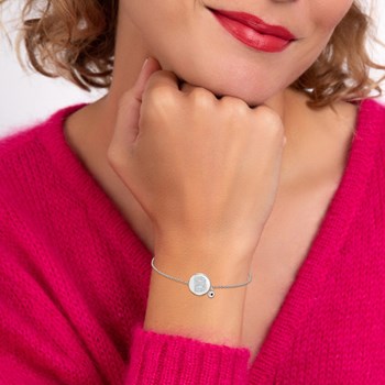 Letter B SC Kristallen alfabet armband bezet met een echte zwarte diamant