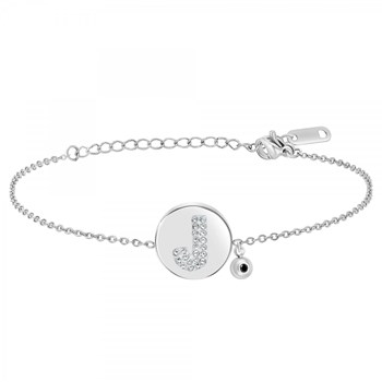 Letter J SC Kristallen alfabet armband bezet met een echte zwarte diamant