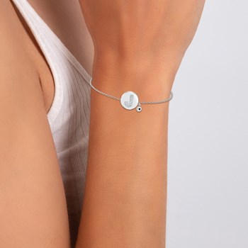 Letter J SC Kristallen alfabet armband bezet met een echte zwarte diamant