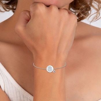 Letter S SC Kristallen alfabet armband bezet met een echte zwarte diamant