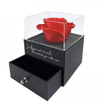 Jewelry box decorated with an eternal rose - red stabilized