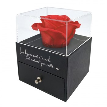 Jewelry box decorated with an eternal rose - red stabilized