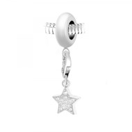 Charm perle SC Crystal en acier avec pendentif étoile orné de Cristaux scintillants