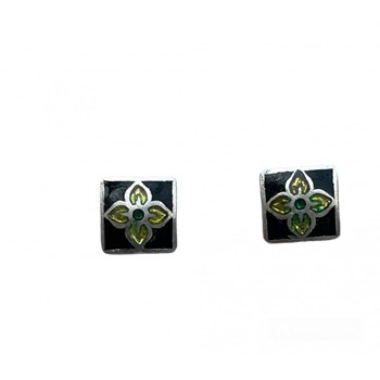 Clou d'oreille en argent et émail