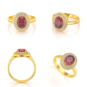 Bague en Or Jaune 750 ornée de Rubis et Diamants | Aden vous Offre la Passion