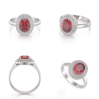 Bague en Or Blanc 750 avec Rubis et Diamants | Un Bijou Éclatant
