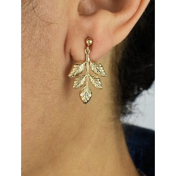 Boucles d'oreilles feuille Pendante élégance naturelle et raffinée Plaqué OR 750 3 microns